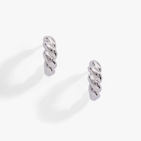 ALEX AND ANI Puffy Rope Textured Huggie Hoop Earrings, silver rope hoops, set of 3 on Tampa Home & Garden Store
