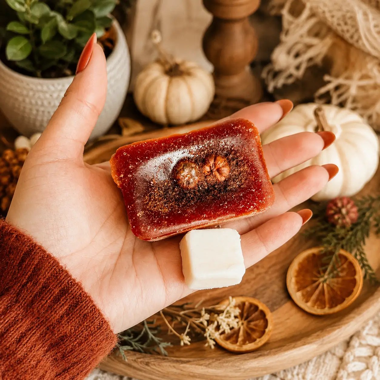 Pumpkin Buttercream Wax Melt red-orange Gia Roma wax tart for Fall on Tampa Home & Garden Store