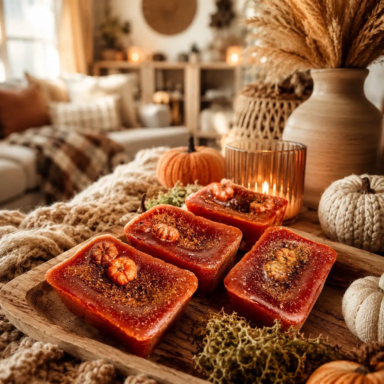 Pumpkin Buttercream Wax Melts Cinnamon Pie Gia Roma fall wax tarts four orange-red bars on Tampa Home & Garden Store