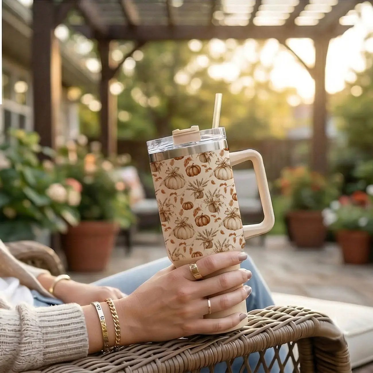 Rustic Pumpkins 40oz Tumbler for Autumn Vibes