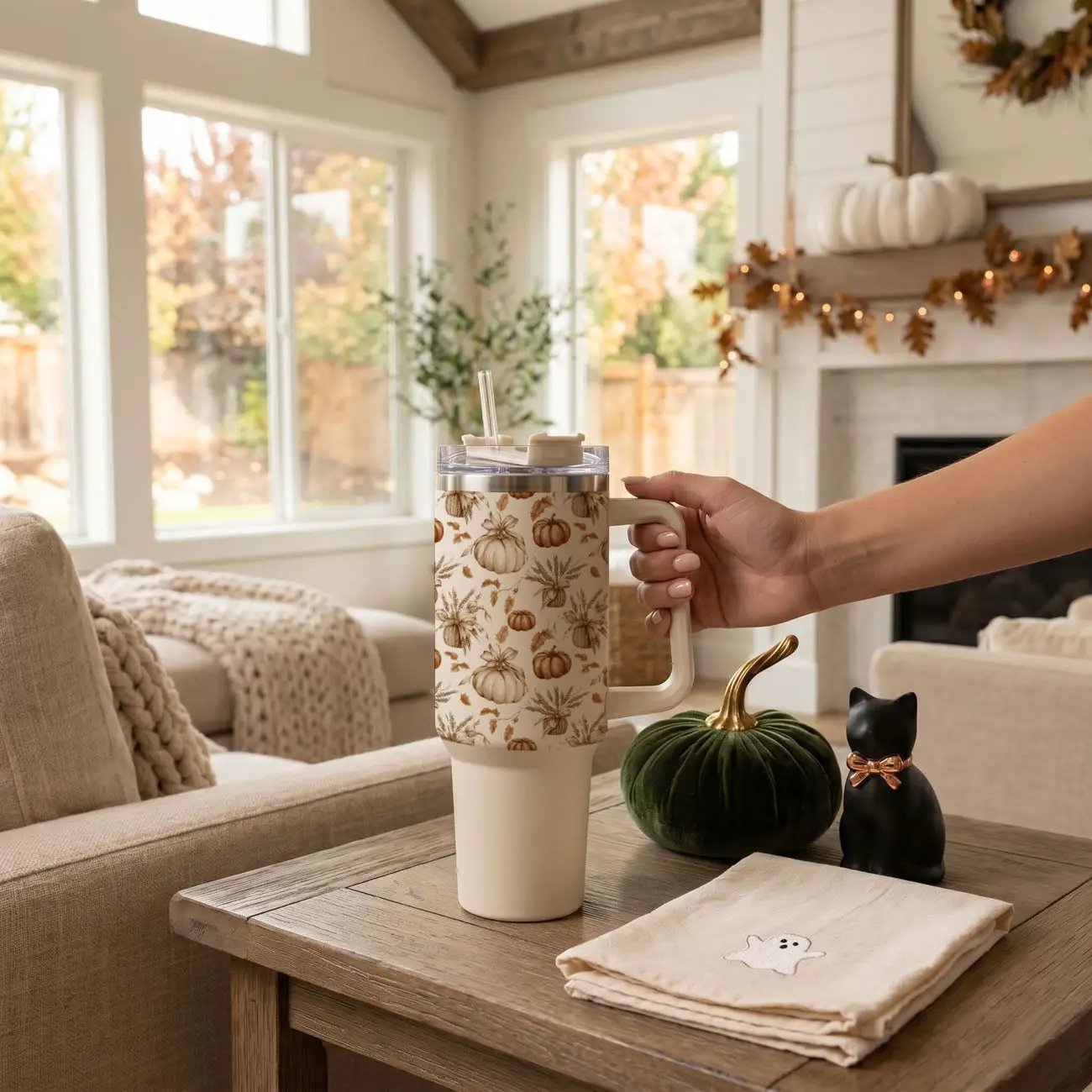 Rustic Pumpkins 40oz Tumbler for Autumn Vibes