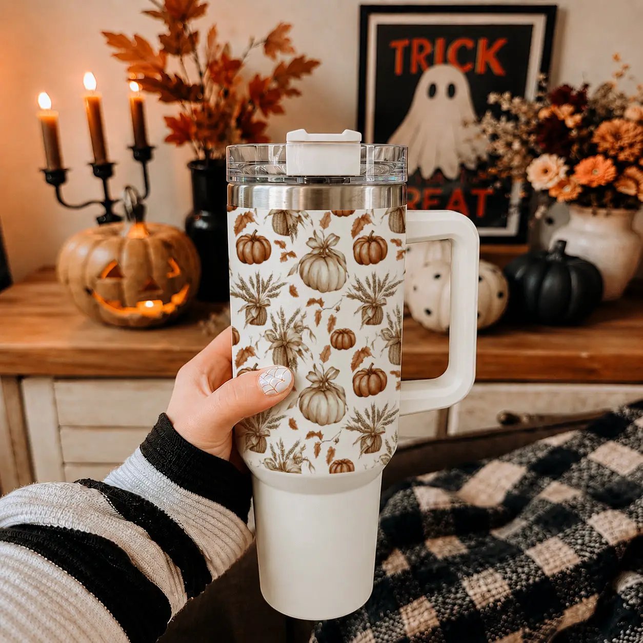 Rustic Pumpkins 40oz Tumbler for Autumn Vibes