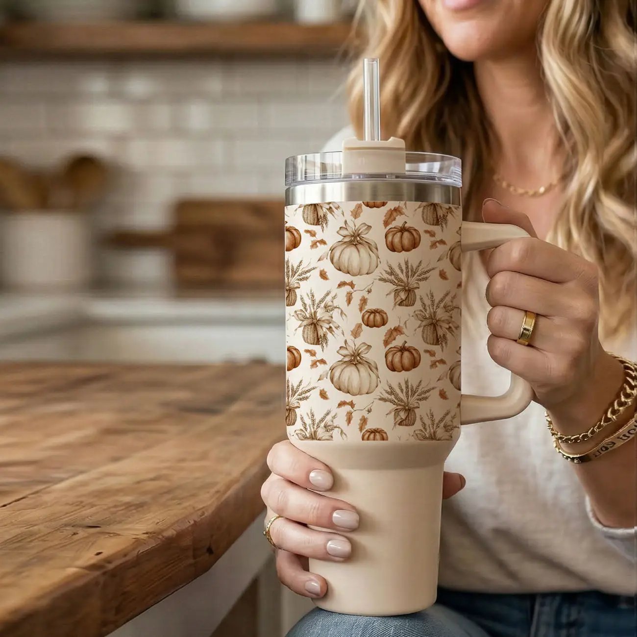 Rustic Pumpkins 40oz Tumbler for Autumn Vibes