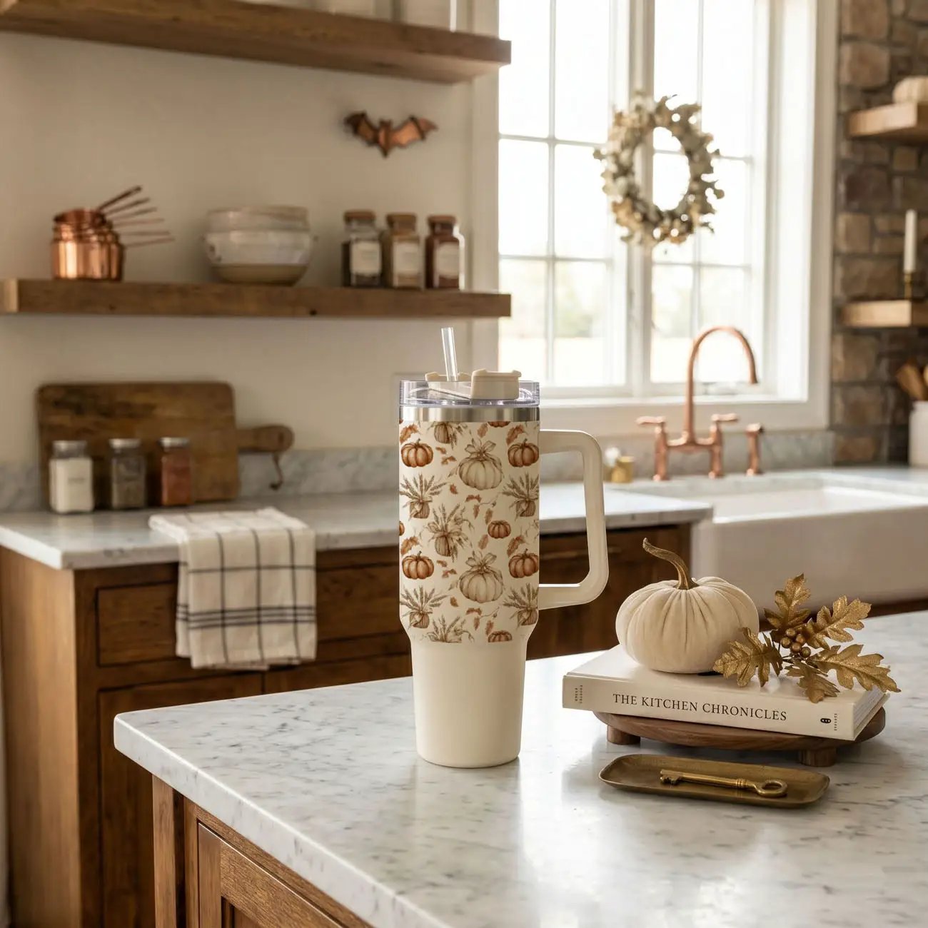 Rustic Pumpkins 40oz Tumbler for Autumn Vibes