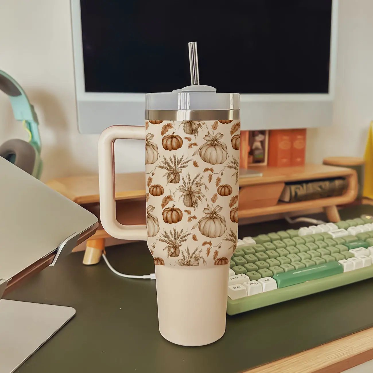 Rustic Pumpkins 40oz Tumbler for Autumn Vibes