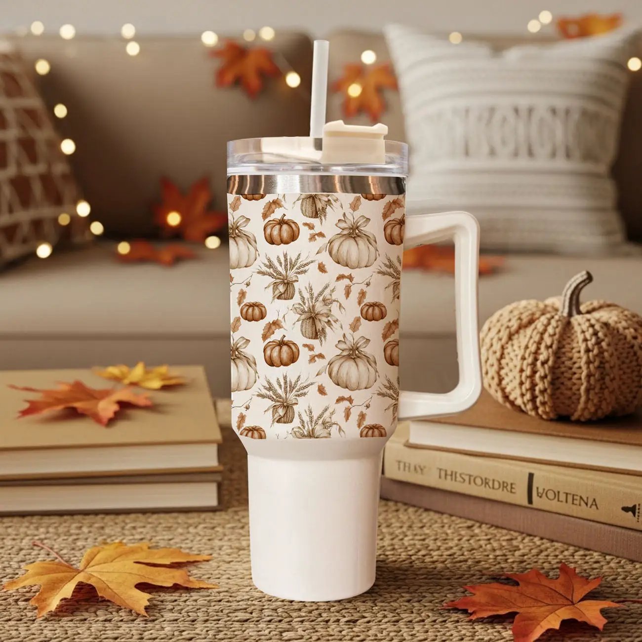 Rustic Pumpkins 40oz Tumbler for Autumn Vibes