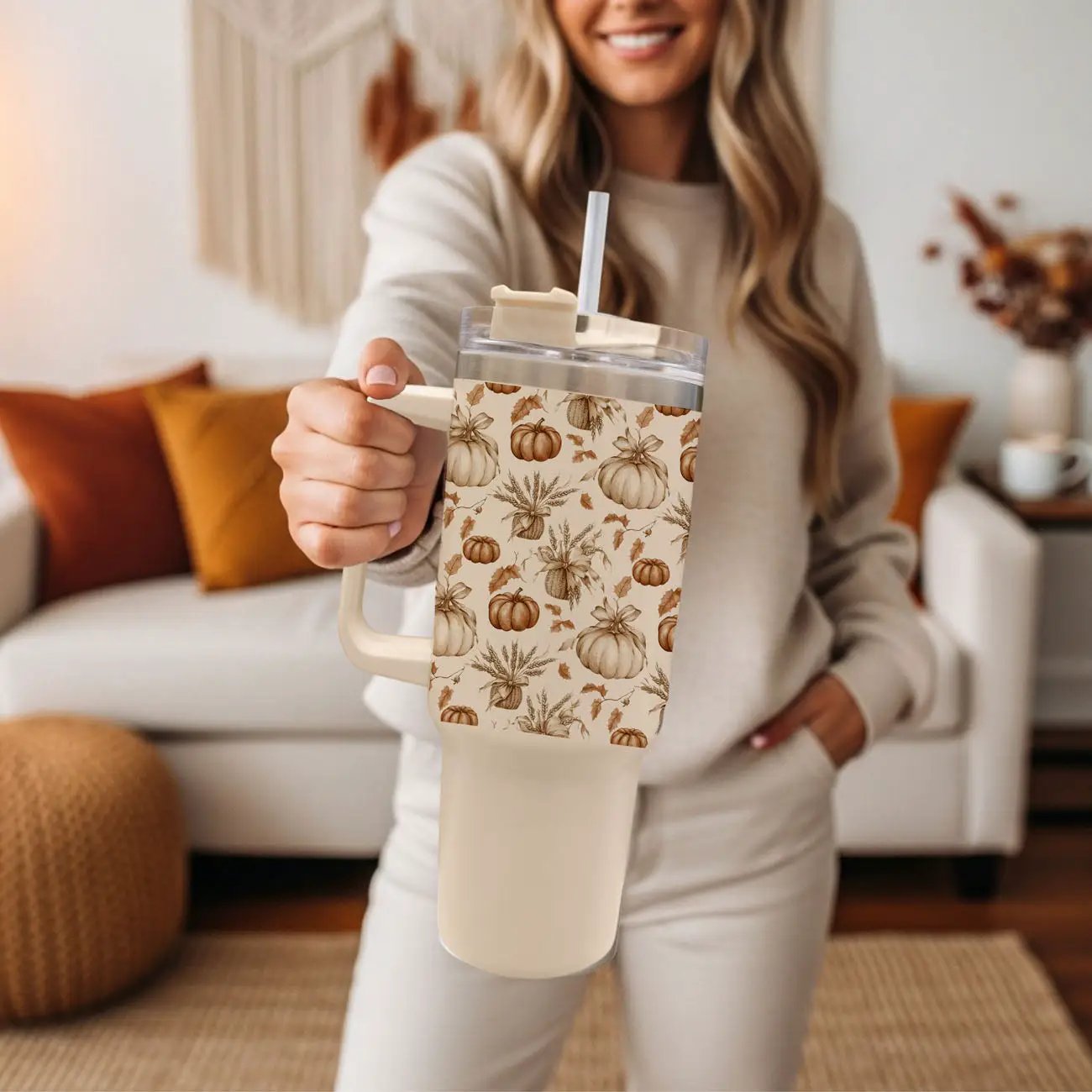Rustic Pumpkins 40oz Tumbler for Autumn Vibes