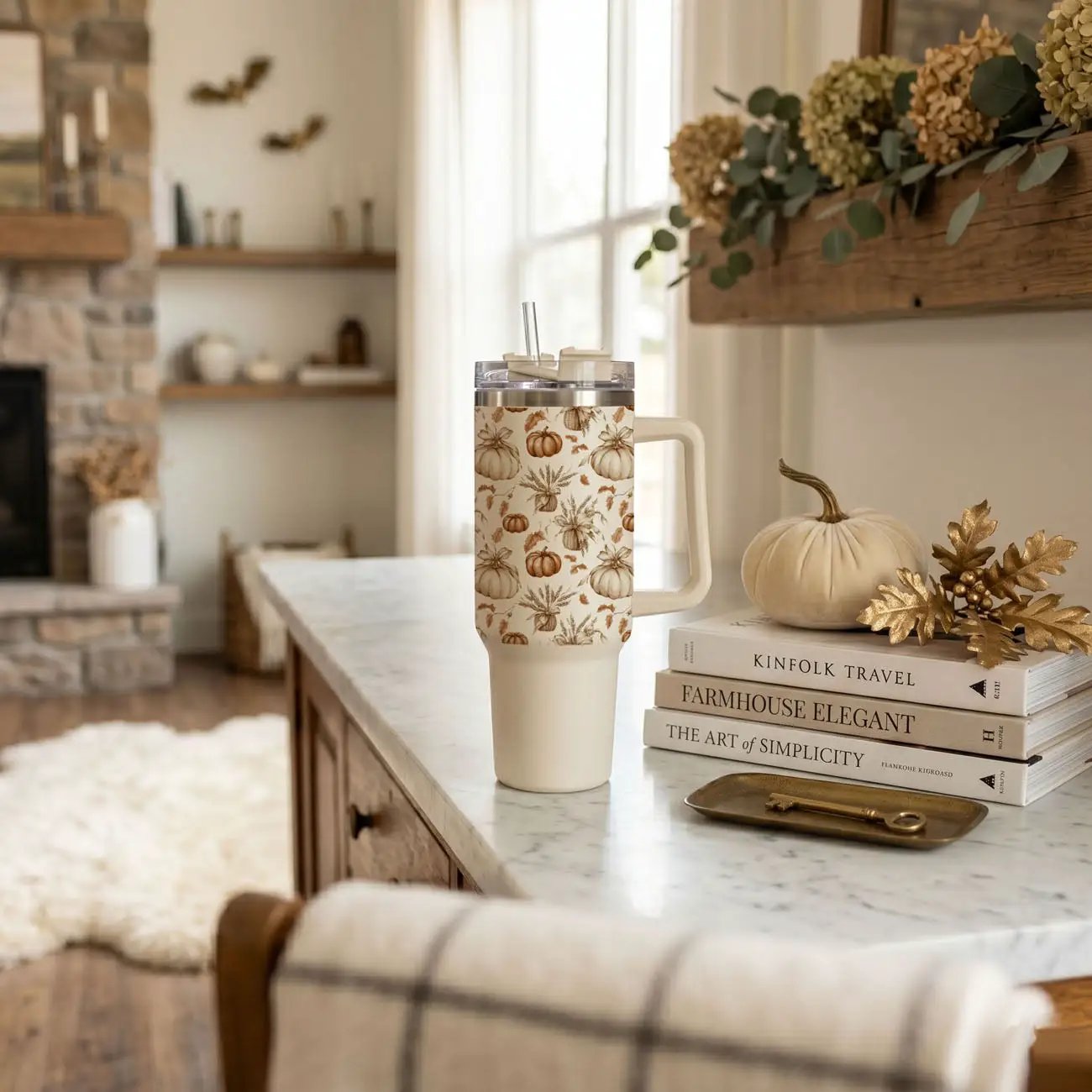 Rustic Pumpkins 40oz Tumbler for Autumn Vibes