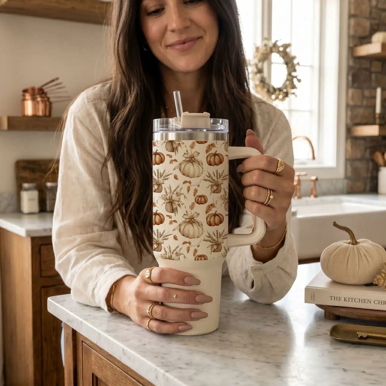 Rustic Pumpkins 40oz Tumbler for Autumn Vibes