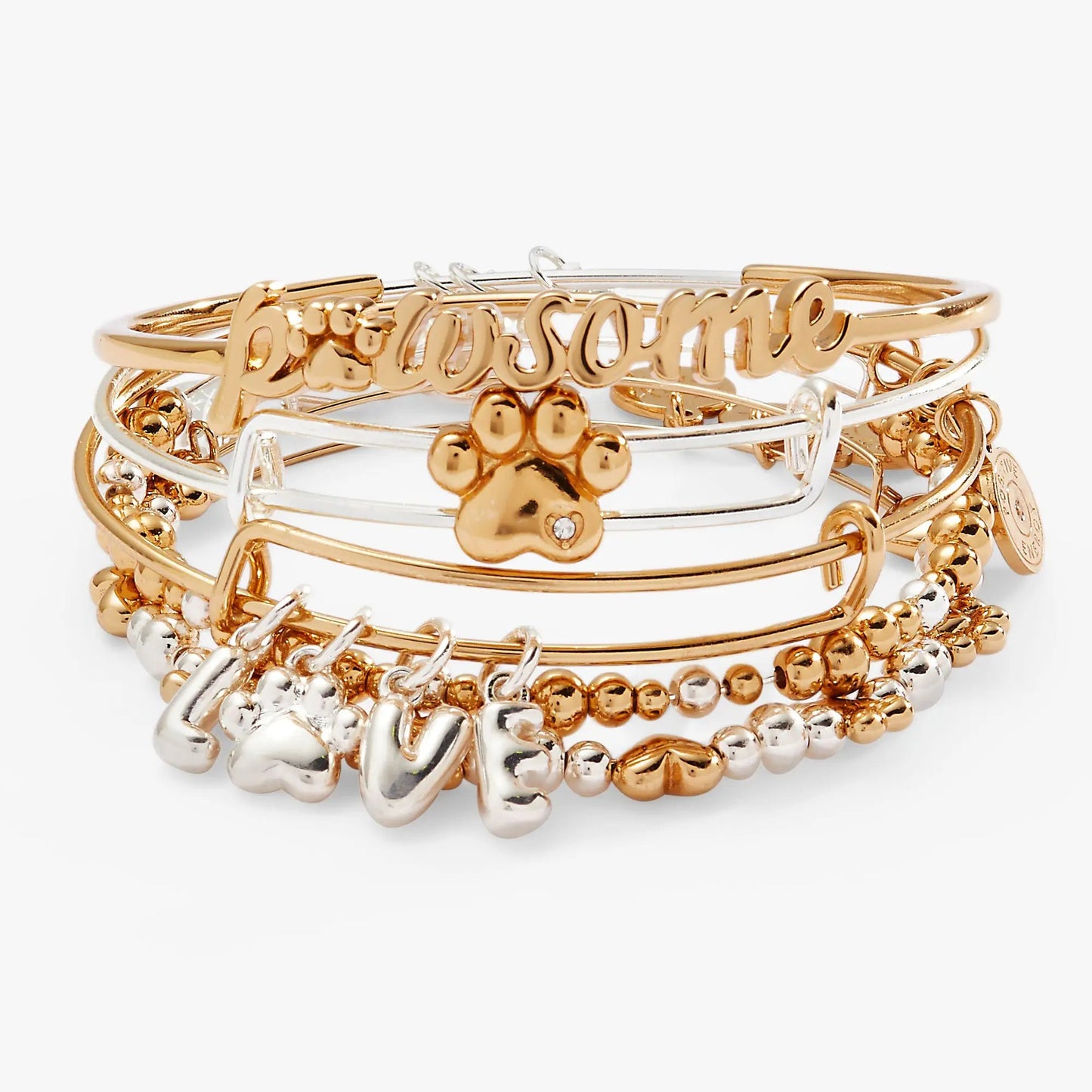 Puppy Love Bangles Set Of Five Paw Print Charm