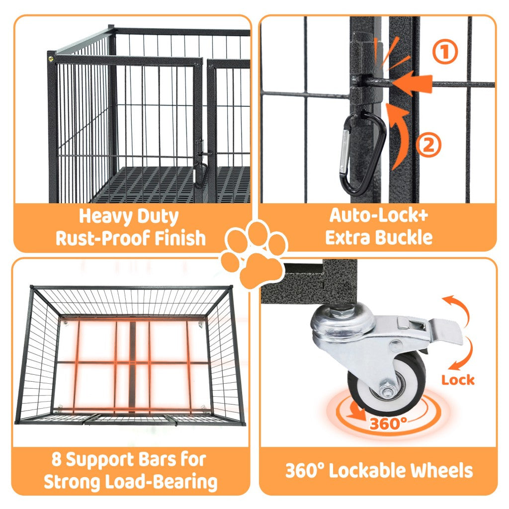 42in Stackable Dog Crate by Homey Pet Official with rust-proof finish and auto-lock latch on Tampa Home & Garden Store