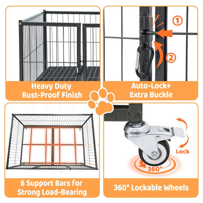 42in Stackable Dog Crate by Homey Pet Official with rust-proof finish and auto-lock latch on Tampa Home & Garden Store