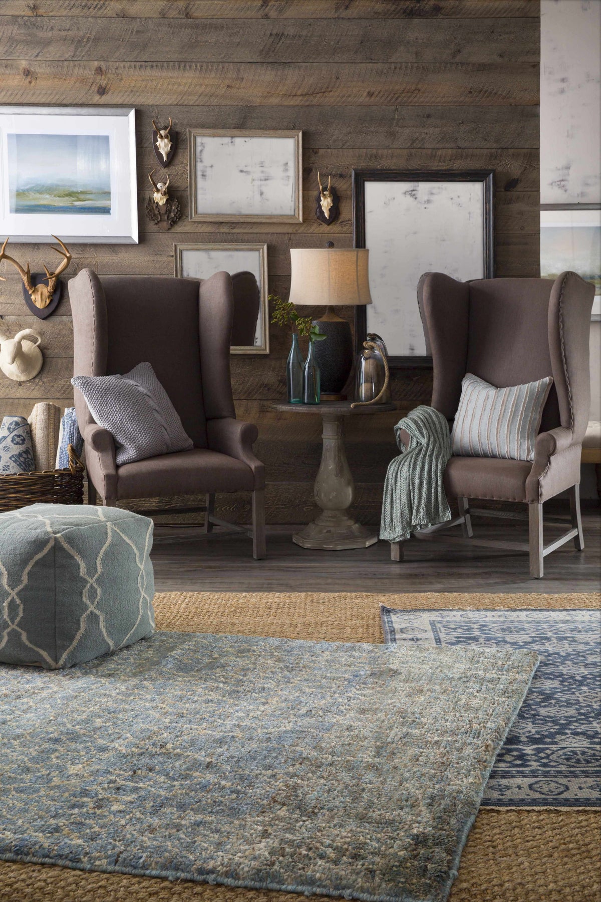 Sherwood Area Rug blue-gray distressed pattern by Boutique Rugs, clearance on Tampa Home & Garden Store