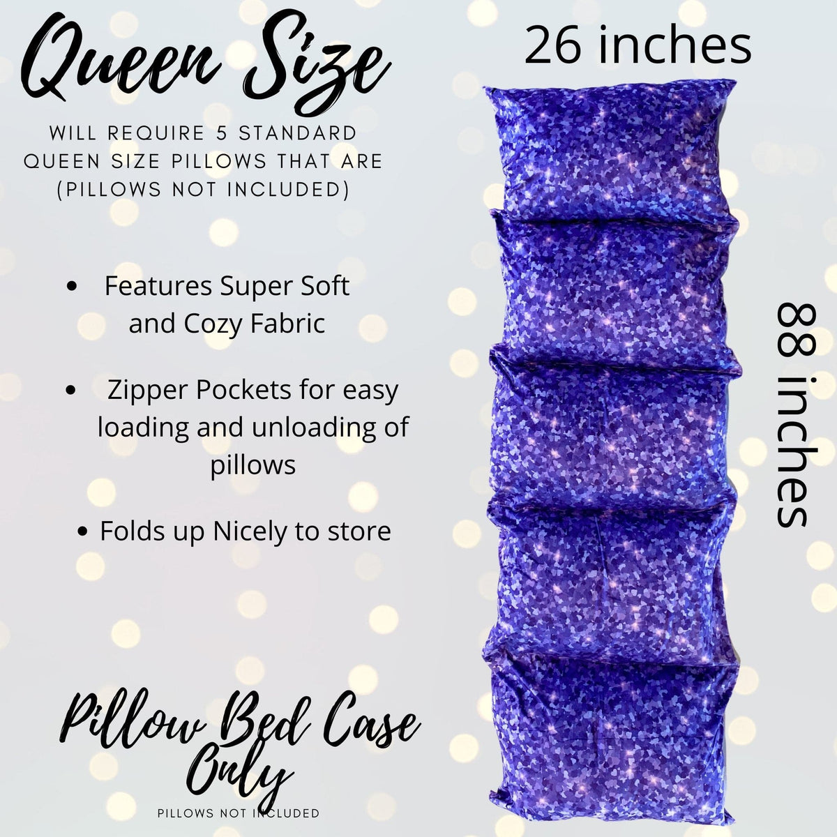 Purple Hearts & Confetti Pillow Bed Slipcover by Chicky Chicky Bling Bling for kids lounger on Tampa Home & Garden Store