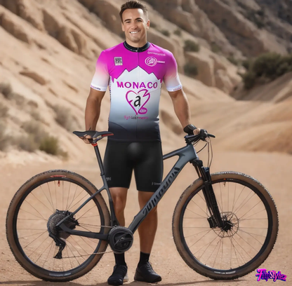 Purple Men Short Sleeve Suspender Cycling Suit