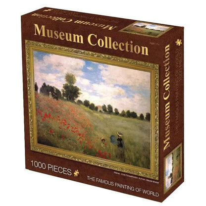 Stevvex Museum Collection 1000-piece landscape puzzle box with meadow painting and red flowers on Tampa Home & Garden Store