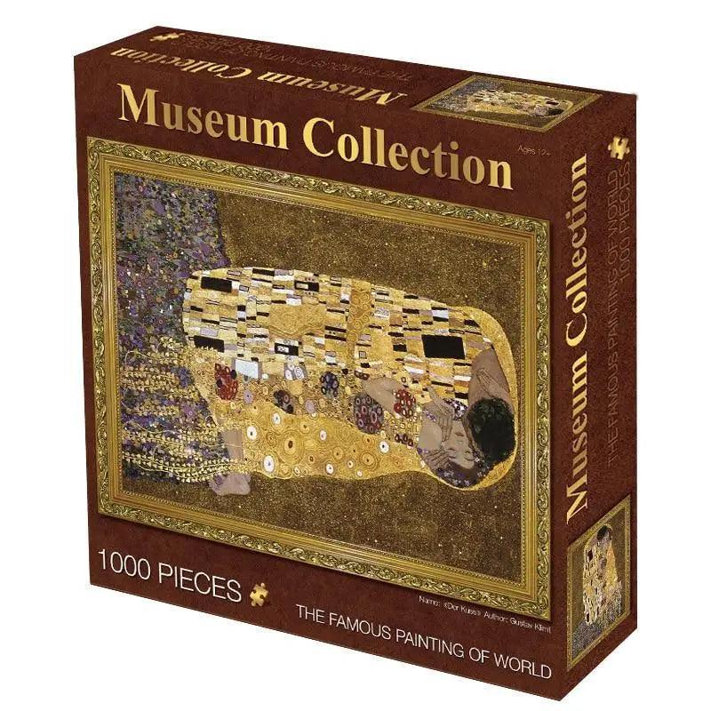 Puzzle Stevvex 1000-piece Museum Collection box with Klimt The Kiss gold mosaic artwork on Tampa Home & Garden Store