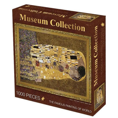 Puzzle Stevvex 1000-piece Museum Collection box with Klimt The Kiss gold mosaic artwork on Tampa Home & Garden Store