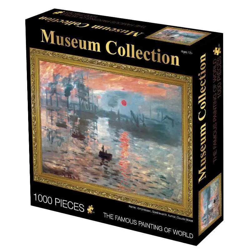 Stevvex 1000-piece Museum Collection landscape puzzle with sunset harbor painting on Tampa Home & Garden Store