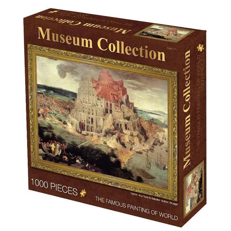 Stevvex Museum Collection 1000-piece landscape puzzle box brown with framed painting image on Tampa Home & Garden Store