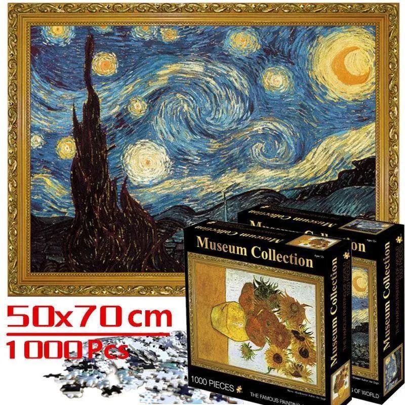1000-piece Starry Night landscape puzzle with Museum Collection box set, 50x70cm Stevvex on Tampa Home & Garden Store