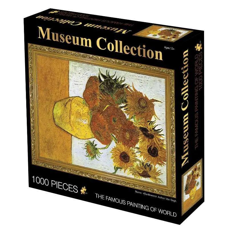 Stevvex 1000-piece sunflower puzzle, Museum Collection, landscape painting image on the box on Tampa Home & Garden Store