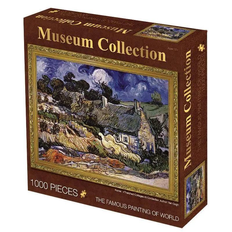 Stevvex Museum Collection 1000-piece landscape puzzle box with cottage scene framed in gold on Tampa Home & Garden Store
