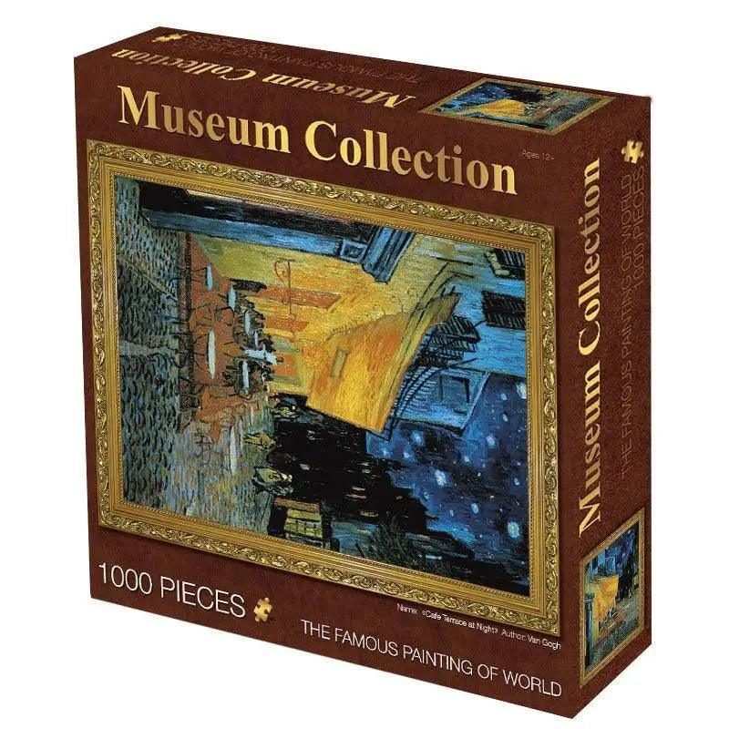 Stevvex 1000-piece Museum Collection puzzle featuring a landscape painting in a gold frame on Tampa Home & Garden Store