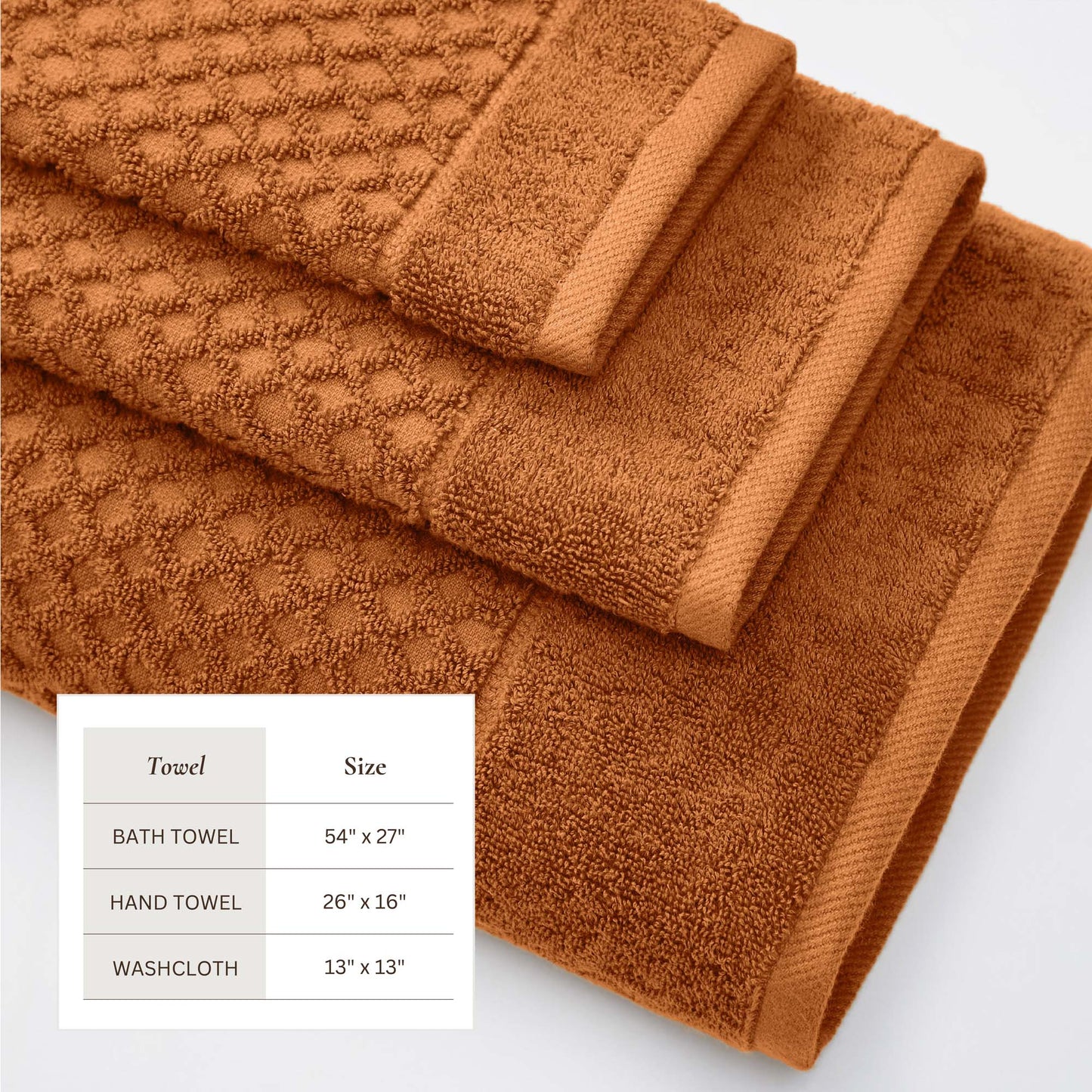 Cotton Diamond Waffle Weave Bath Towel Set