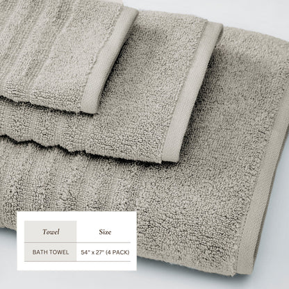 Luxury Combed Cotton and Ribbed Bath Towels