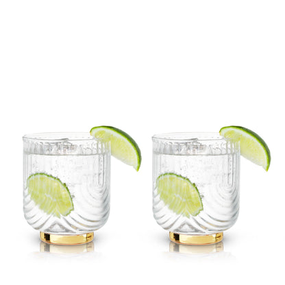 Gold Gatsby Double Old Fashioned Glass Set of 2