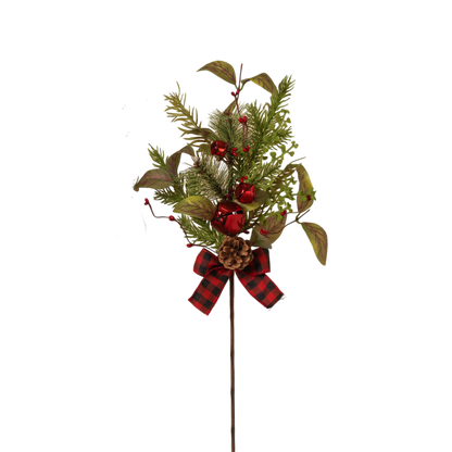 Pine & Berry Pick with Plaid Bow -
