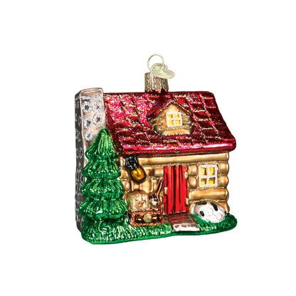 Ornement de chalet au bord du lac de Noël du vieux monde