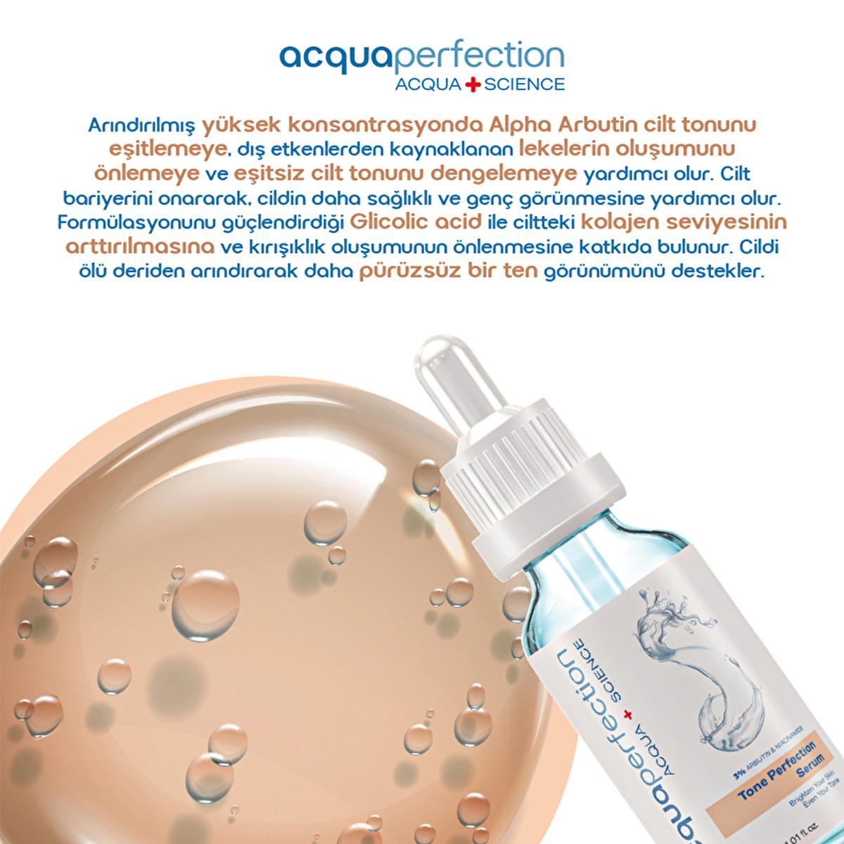 Acqua Perfection Face Serum Alpha Arbutin blue dropper bottle on peach Tampa Home & Garden Store on Tampa Home & Garden Store