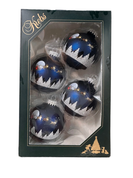 Boule de Noël en velours Midnight Haze de 6,7 cm (2 5/8 po) avec l'esprit de Noël - Ensemble de 4 pièces