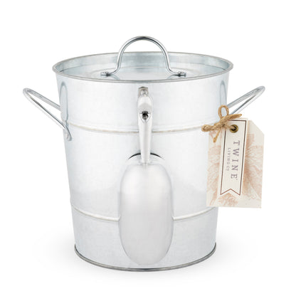 Classic Galvanized Ice Bucket With Lid and Scoop