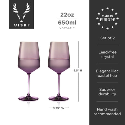 Stemmed Violet Crystal Wine Glasses Set of Two