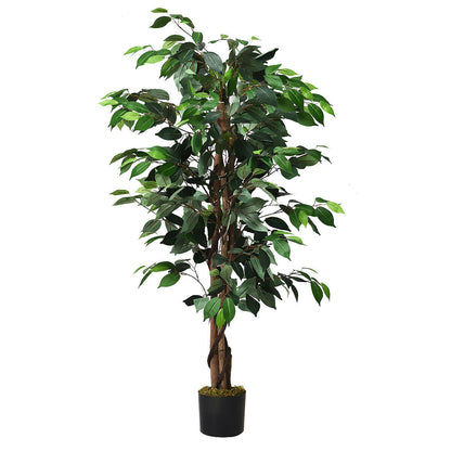 Árbol de seda de ficus artificial de 4 pies para interiores y exteriores