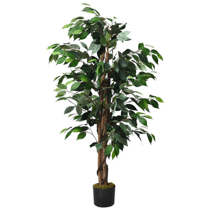 Árbol de seda de ficus artificial de 4 pies para interiores y exteriores
