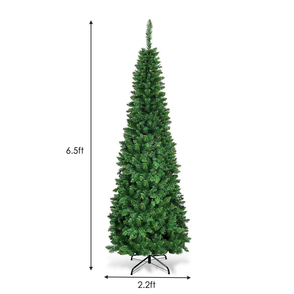 Artificial Kingswood Fir Pencil Christmas Tree, 6.5ft slim green tree on metal stand DirectDeals on Tampa Home & Garden Store