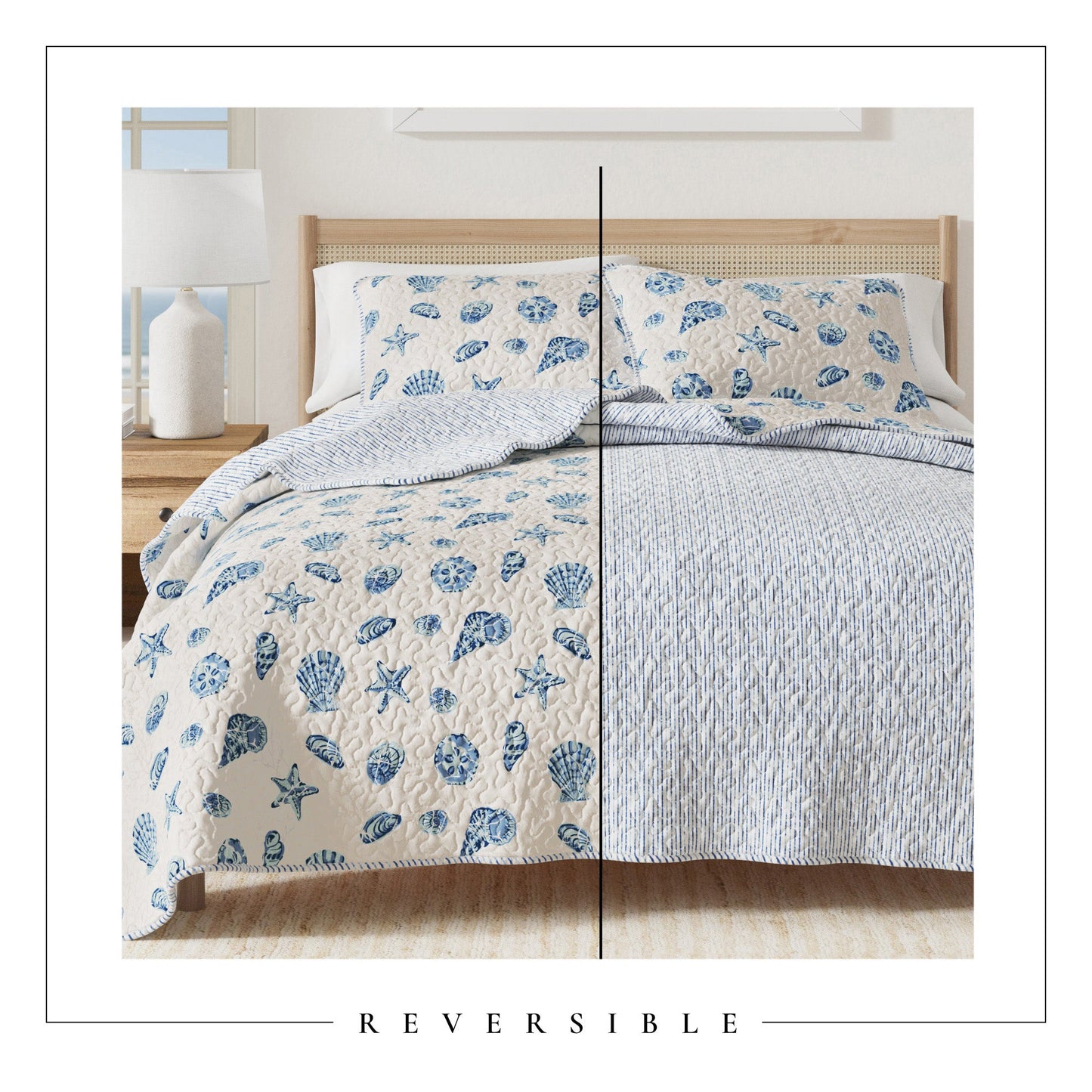Coastal Blue Microfiber Quilt Set and Bedding