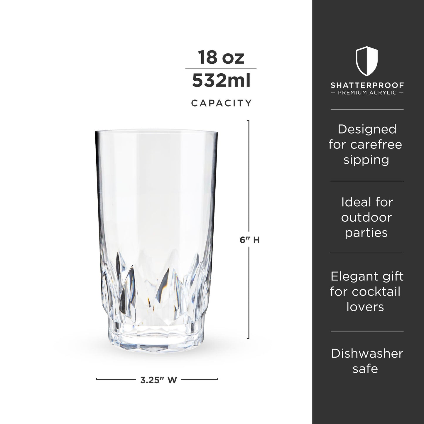 Shatterproof Acrylic Highball Glass Set Of Four