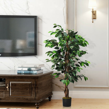 Árbol de seda de ficus artificial de 4 pies para interiores y exteriores