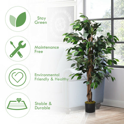 Árbol de seda de ficus artificial de 4 pies para interiores y exteriores