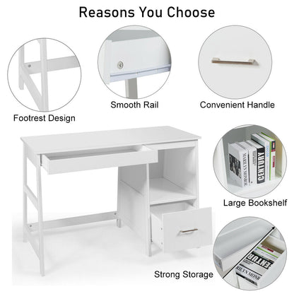 47.5 Inch Modern Home Computer Desk with 2 Storage Drawers