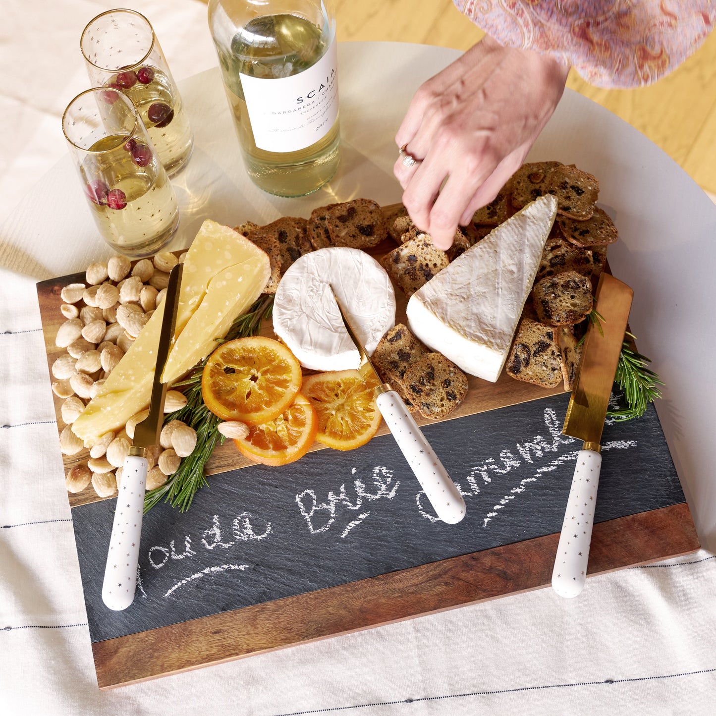 Wood and Slate Labeling Serving Chopping Board