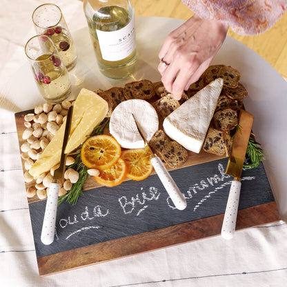 Wood and Slate Labeling Serving Chopping Board