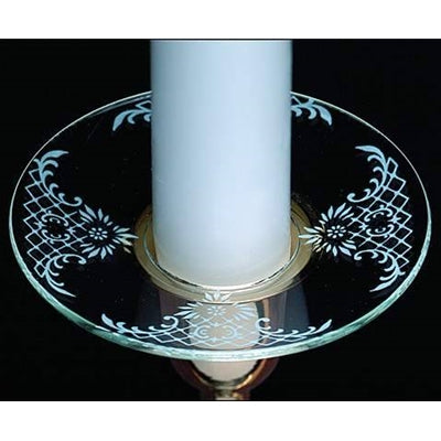 Bobèche en verre simple - Dentelle blanche