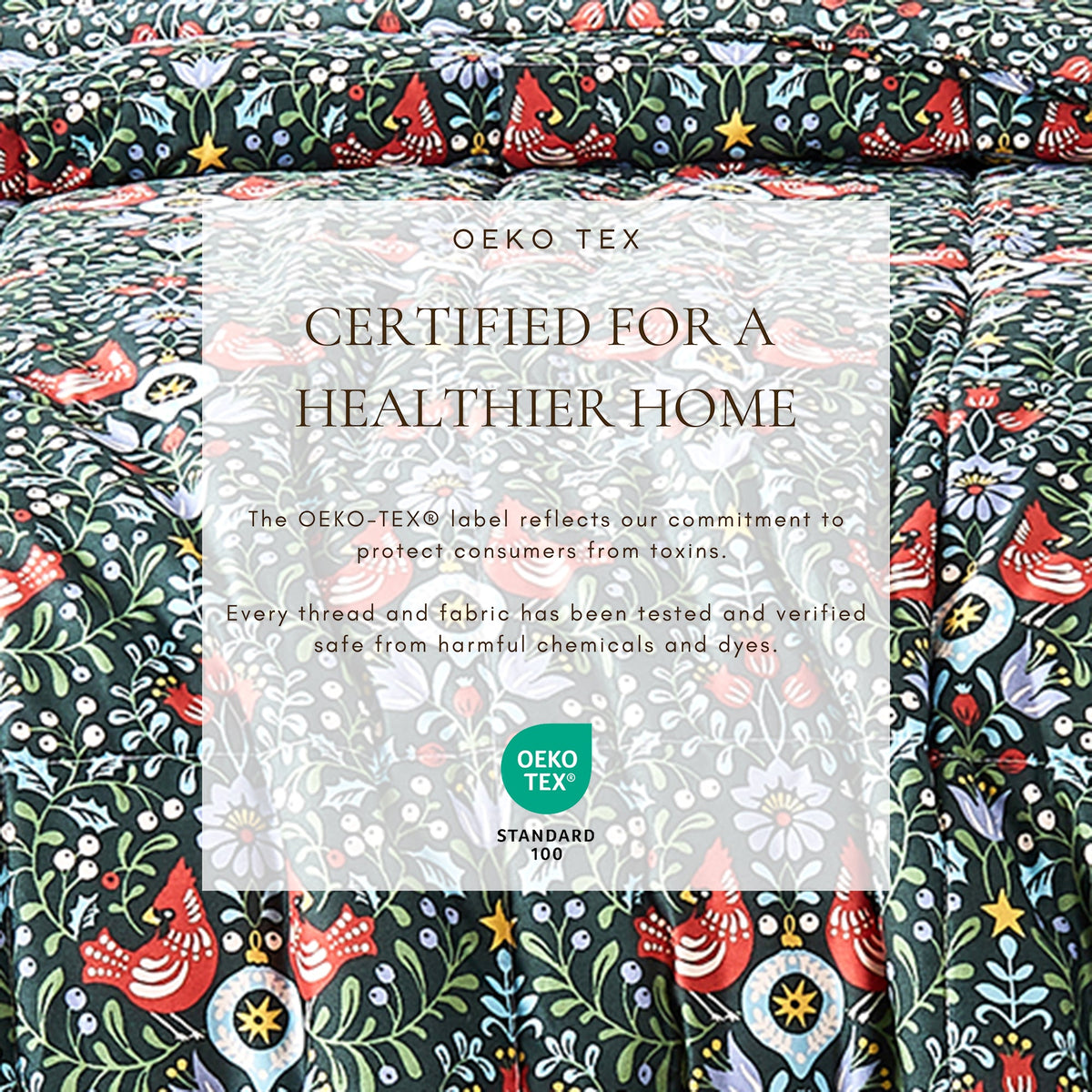 Reversible Christmas comforter and sham set by Great Bay Home Odette Collection with cardinal on Tampa Home & Garden Store