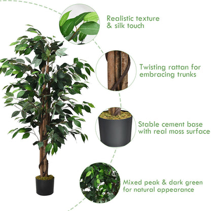 Árbol de seda de ficus artificial de 4 pies para interiores y exteriores